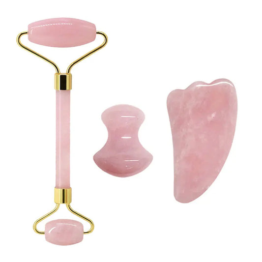Natural Stone Rose Quartz Face Jade Roller