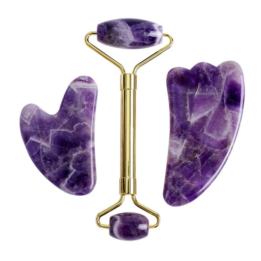 Natural Stone Guasha Scraper Jade Roller Set