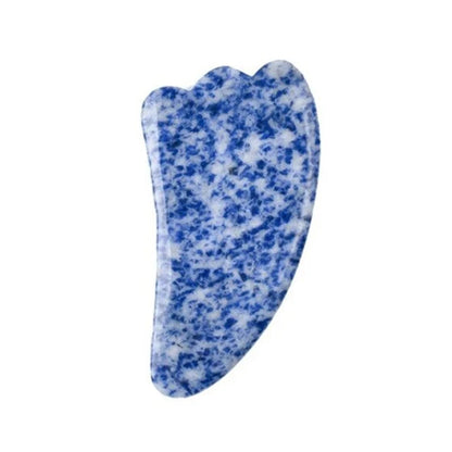 Natural Stone Blue White Gua Sha Jade Roller Set