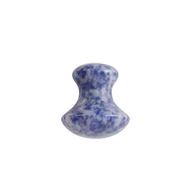 Natural Stone Blue White Gua Sha Jade Roller Set