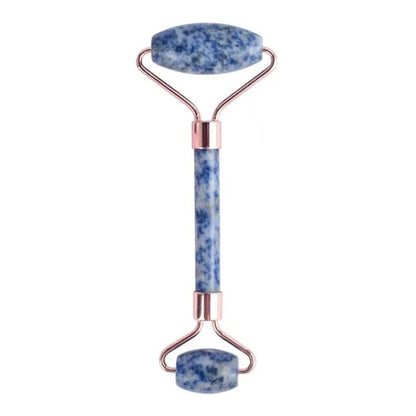 Natural Stone Blue White Gua Sha Jade Roller Set