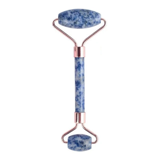 Natural Stone Blue White Gua Sha Jade Roller Set