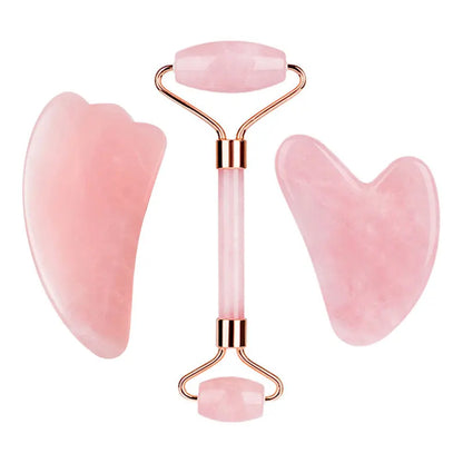 Natural Stone Cold Therapy Gua Sha Jade Roller Set